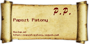 Papszt Patony névjegykártya
